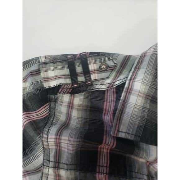 Jeans by Buffalo Mustafa Black Plaid Shirt size 2XL Y2K Grunge Gorpcore - Picture 4 of 12